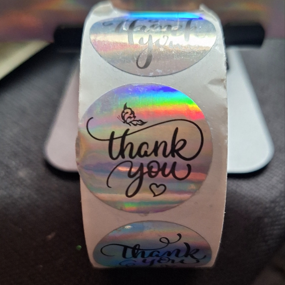 NWT - 550ct. - 50 Halographic Thank You Cards And 500 Thank You Stickers - Picture 3 of 5